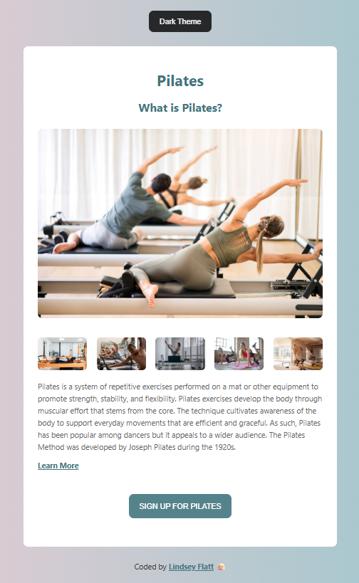Pilates Webpage Preview